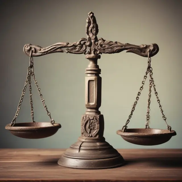 An ancient scale balanced between 