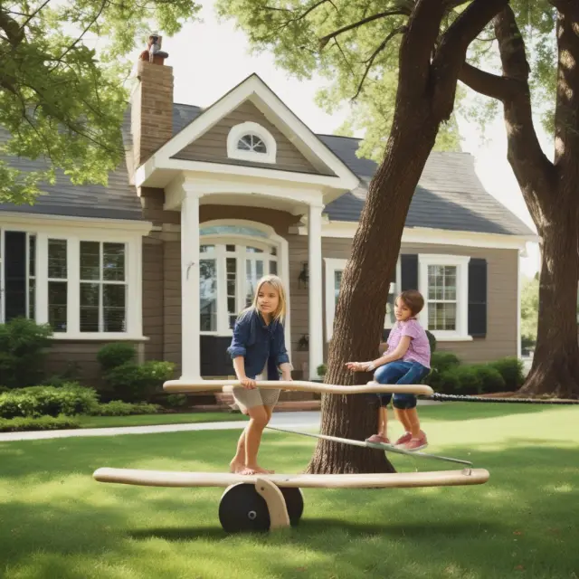 Home sellers and buyers on a seesaw, symbolizing negotiations over origination fees in real estate transactions