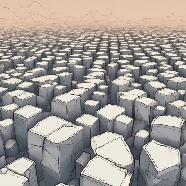 A garden with stale blocks serving as stepping stones and orphan blocks representing alternate paths, illustrating their role in fostering blockchain expansion