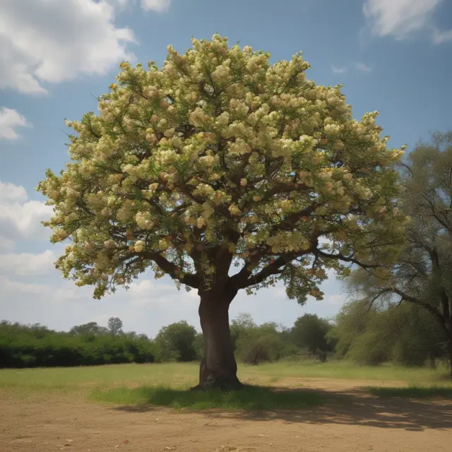 A blooming tree representing the Orphan Drug Act, laden with fruit symbolizing treatments for rare diseases, flourishing with support from the Orphan Drug Credit