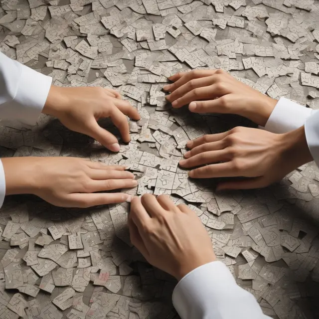 An intricate puzzle depicting Norwegian companies and an investor handling Norwegian Krones while engaging in the stock exchange process.