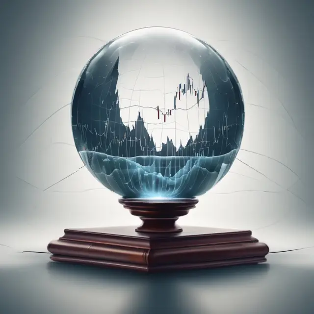 An institutional investor studying the OsMA chart of a crystal ball filled with swirling financial data as MACD lines merge above the zero line, signifying confirmed uptrend