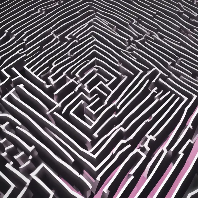 A monochromatic maze, with select paths illuminated, symbolizes the intricacies and challenges of navigating the OTC Pink marketplace