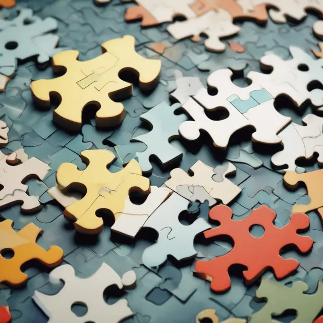 Three puzzle pieces labeled 