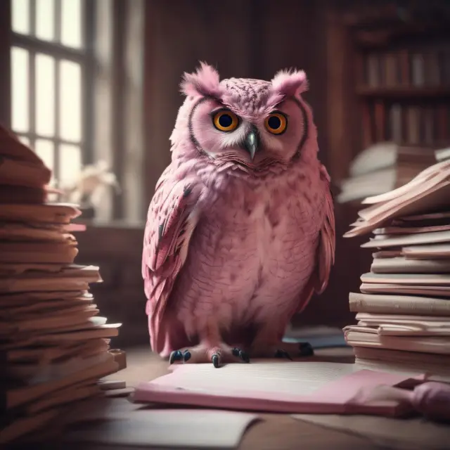 An owl reading reports and analyzing data to minimize risk while trading OTC Pink securities