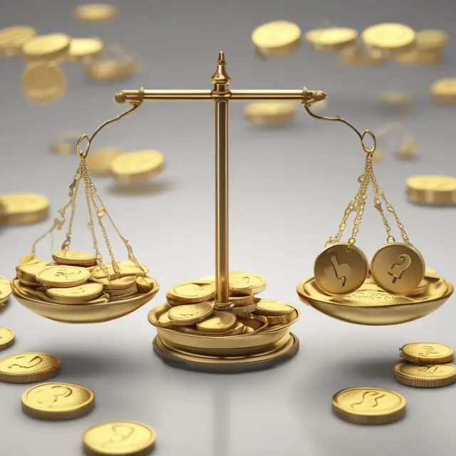 Balance of OTC market risks represented by coins and questions, contrasted against potential rewards