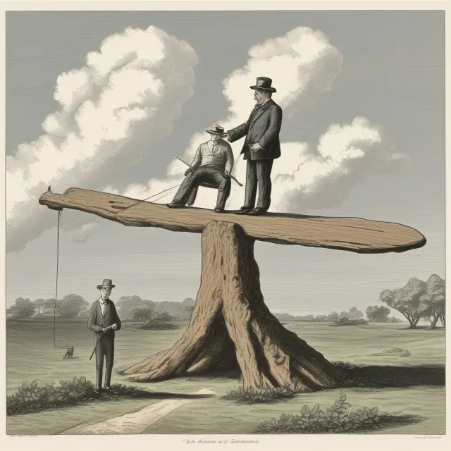 Investors assessing counterparty risk on a seesaw with OTC option contracts. Balancing potential losses and gains.