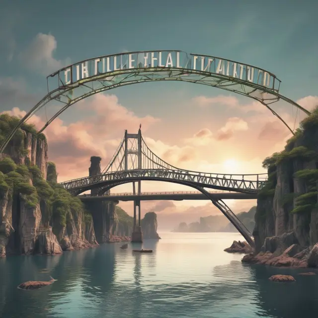 Two islands representing past (OTCBB) and future (OTCQB) of the OTC Market, connected by a bridge