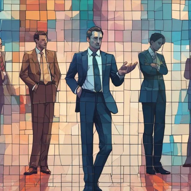 A mosaic depicting broker-dealers as shields, maintaining transparency in a complex, abstract OTC market landscape