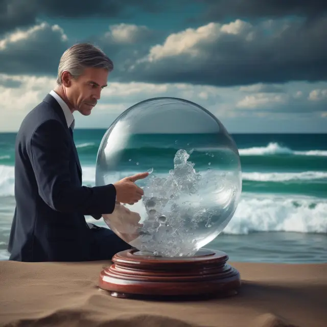 An investor studying crystal-clear OCBOA reports on the table, contrasted with turbulent GAAP statements in the background