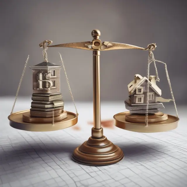Two scales representing Cost Approach and Market Value for Other Real Estate Owned (OREO) assets, with one tipping towards the other.