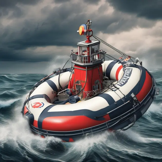 Two banks weathering the turbulent waters of managing Other Real Estate Owned (OREO) assets - JPMorgan with a lifebuoy and Bank of America with an anchor