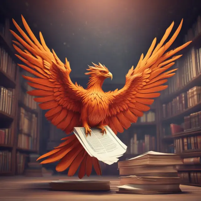 A mythical phoenix rising from pension records, symbolizing the rebirth of transparent reporting for other post-retirement benefits