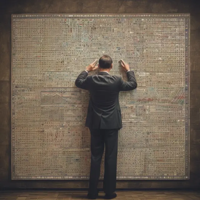 An analyst examines a balance sheet, with pieces of the mosaic representing financial ratios influenced by other current liabilities