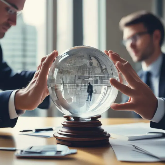 Institutional investors analyzing balance sheets with interconnected current liabilities for insights into financial health and managing investment risks.