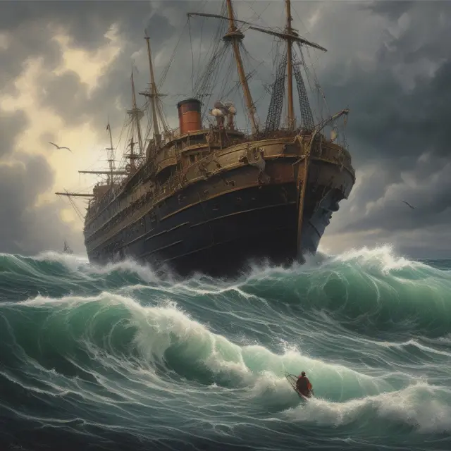 An image of anxious depositors withdrawing their funds from S&Ls while a stormy skyline represents the insolvency of FSLIC during the pre-OTS era