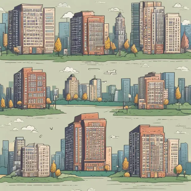 A warm, cottage-like thrift bank surrounded by interconnected mortgages contrasted against a sleek commercial bank amidst diverse asset classes
