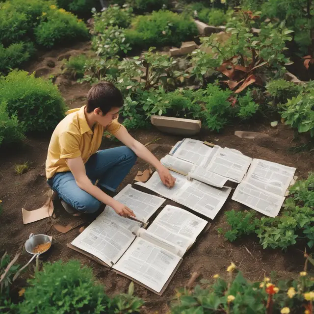 A taxonomist meticulously sorts various laws and regulations, represented by seeds, within a blooming garden symbolizing outlay costs.