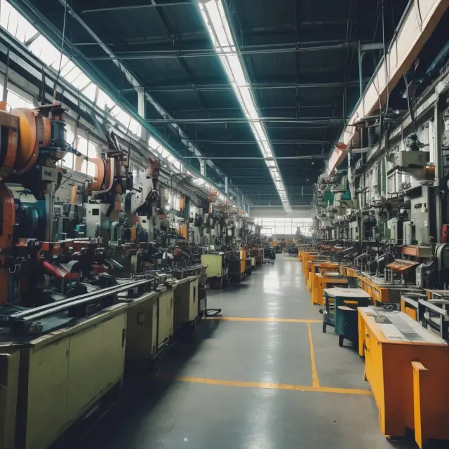 Image of a factory with machines making payments to acquire a new machine upgrade
