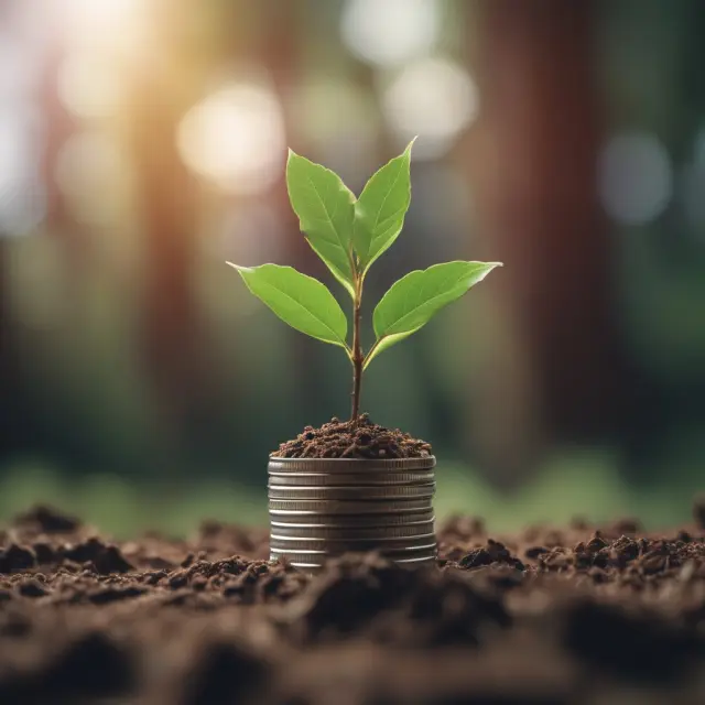A seedling representing HDHP evolving into a towering tree symbolizing HSA, with coins and tax documents falling from branches
