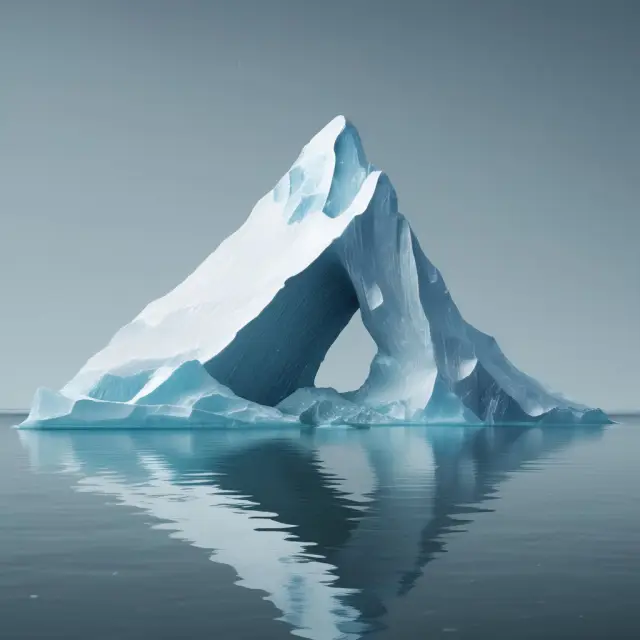 An iceberg with a deductible representing the large, hidden portion beneath the surface and out-of-pocket expenses as the smaller tip visible above water, symbolizing the structure of insurance costs.