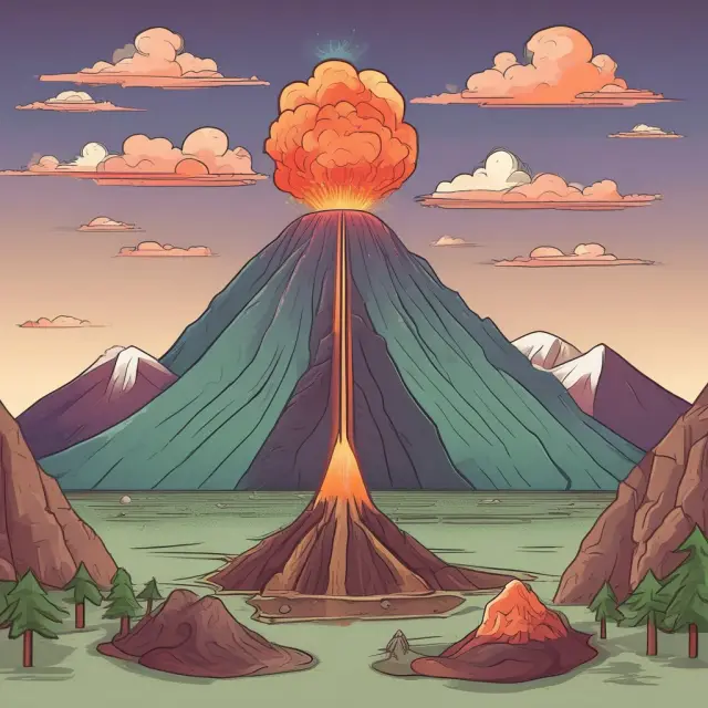 A balanced scale with a bear mountain on one side and a bull volcano on the other, illustrating out of the money (OTM) and in the money (ITM) options.