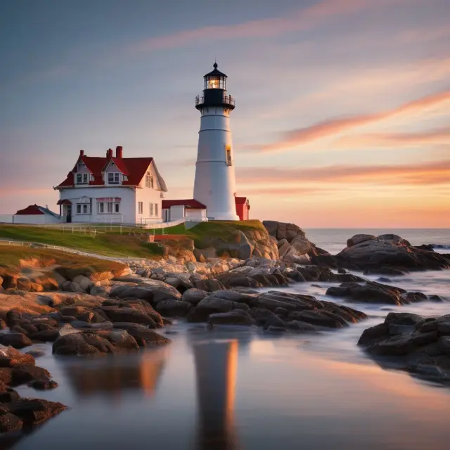 An employer, represented as a lighthouse, guiding departing employees through the challenging waters of career transitions