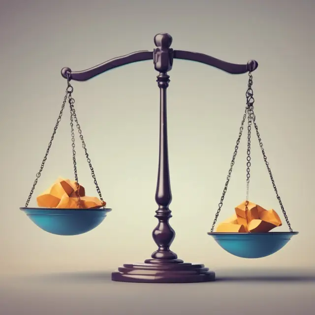 Image of two scales: one representing actual output and the other potential output, with a balance illustrating the gap between the two
