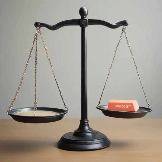 An economist examines two scales, representing actual and potential output, to assess an economy