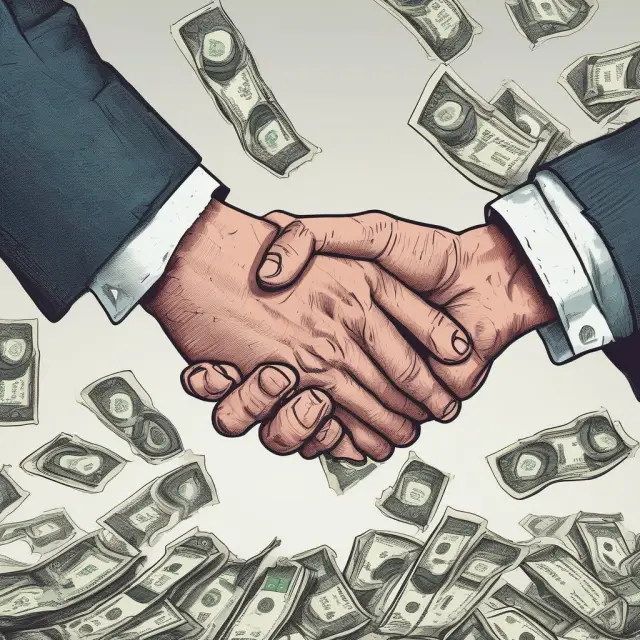Two people shaking hands while exchanging currencies in an outright forward contract