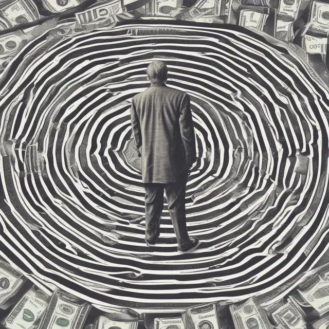 An investor navigating a maze of interconnected currencies, aided by a forward contract.