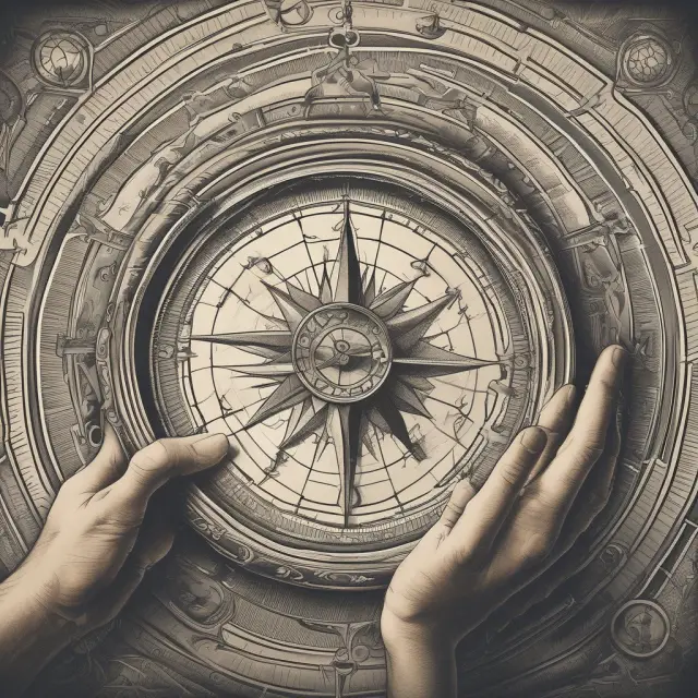 A trader examining a detailed compass containing call and put options for direction in the ever-changing financial markets