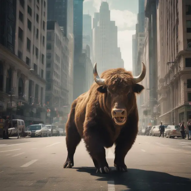 Bull or bear roaring in the midst of financial chart, symbolizing outside day pattern and market shift