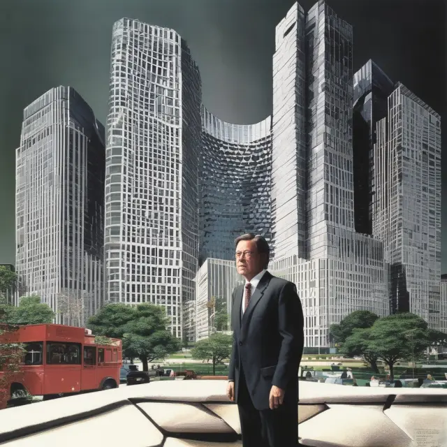 An outside director, symbolizing watchfulness and balance, observes a replica of the Enron logo to highlight corporate governance