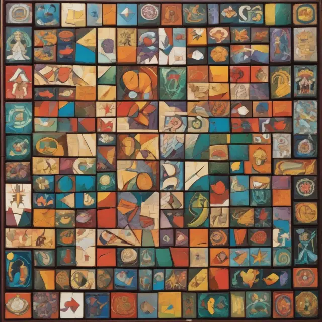 A colorful mosaic puzzle depicting directors with various skills and expertise coming together to form a functional and diverse board.