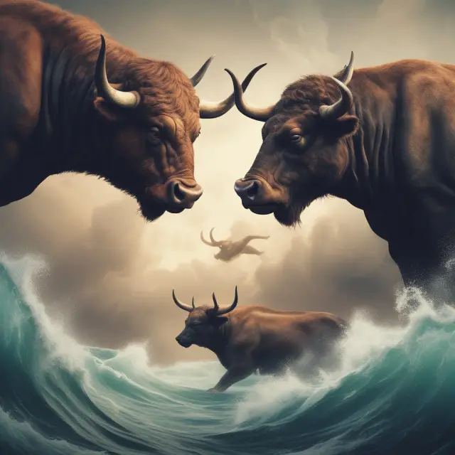 Bullish and Bearish Engulfing patterns represented by bull and bear figures
