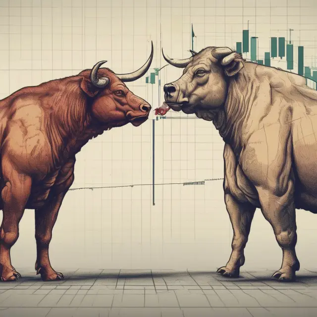 Two bears and bulls facing off on a financial chart, representing bullish and bearish outside reversals