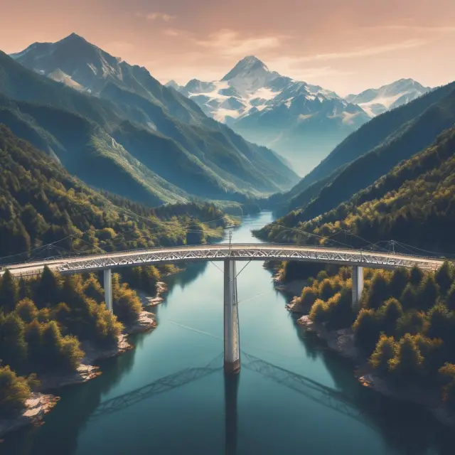 A sturdy bridge linking mountains with crystal-clear communication channels