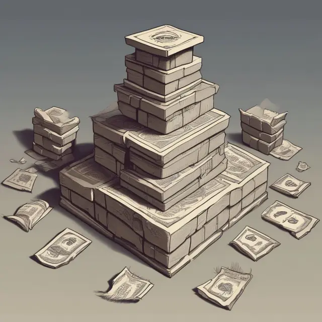Image of a tower made of checks, symbolizing risks from stale-dated and voided outstanding checks