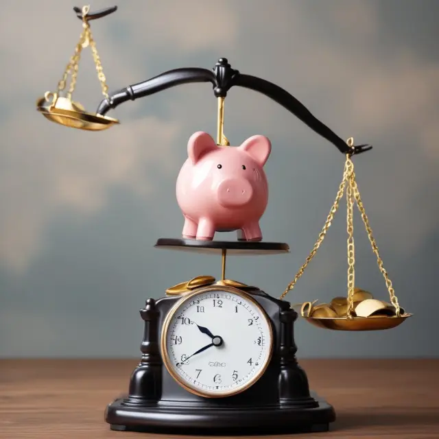 Scale tips toward a brimming piggy bank, illustrating preventative measures against having outstanding checks