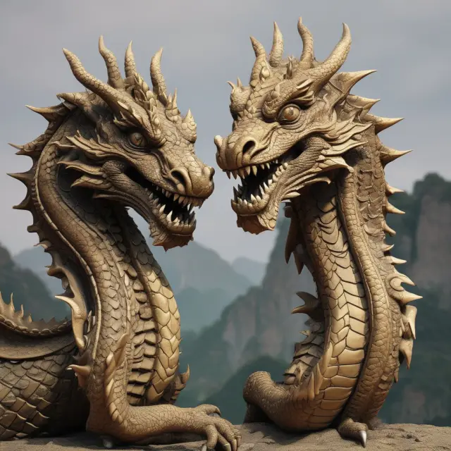 Two dragons representing FDI and ODI intertwined, symbolizing their connection and differences in international investment