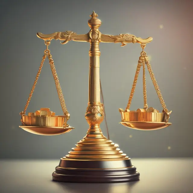 A pair of golden scales, with one side representing international interest rates and the other depicting a bank
