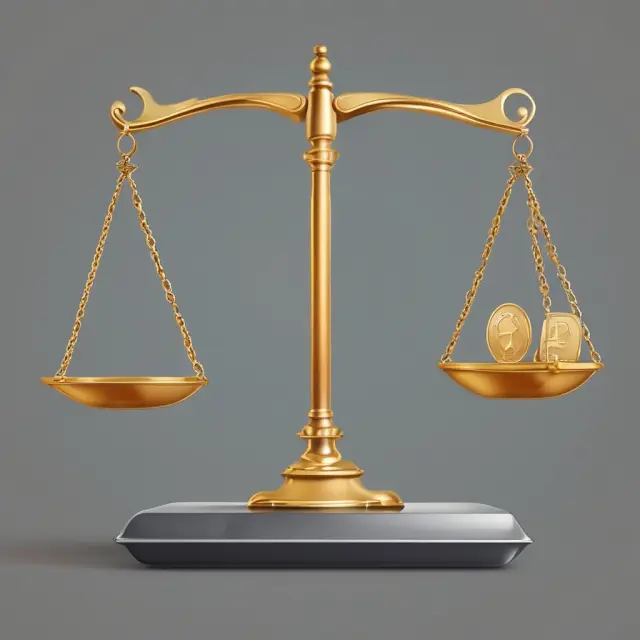 Balance scale comparing actual cash with recorded figures: Gold coin versus key - Accounting corrections.