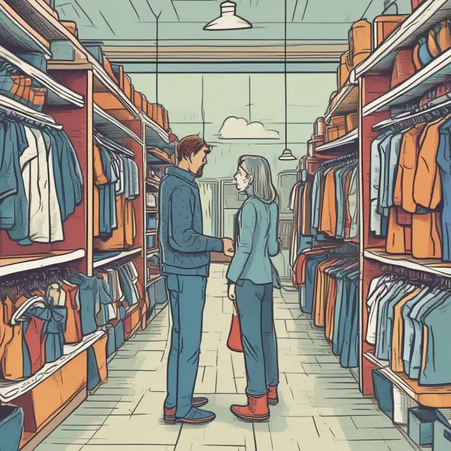 A retailer attempting to oversell a car accessory to a disinterested customer is contrasted with a thoughtful investor considering the risks and rewards of an investment opportunity