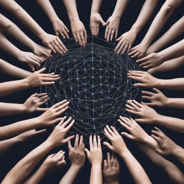 Interconnected hands forming a shield, illustrating how clearinghouses protect over-the-counter market participants from counterparty risk.