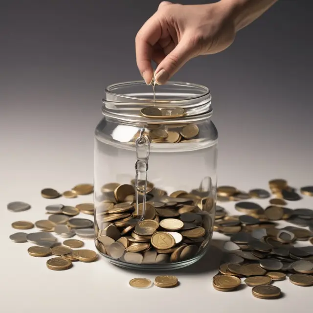 An image showing a jar of assets pouring into a vessel, filling up a small boat with total liabilities and conditional reserves