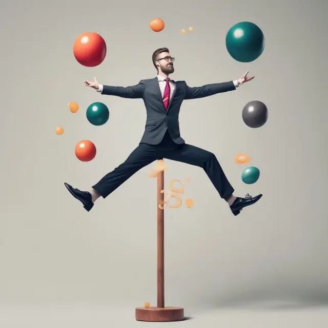 An image of a juggler deftly balancing balls labeled as 