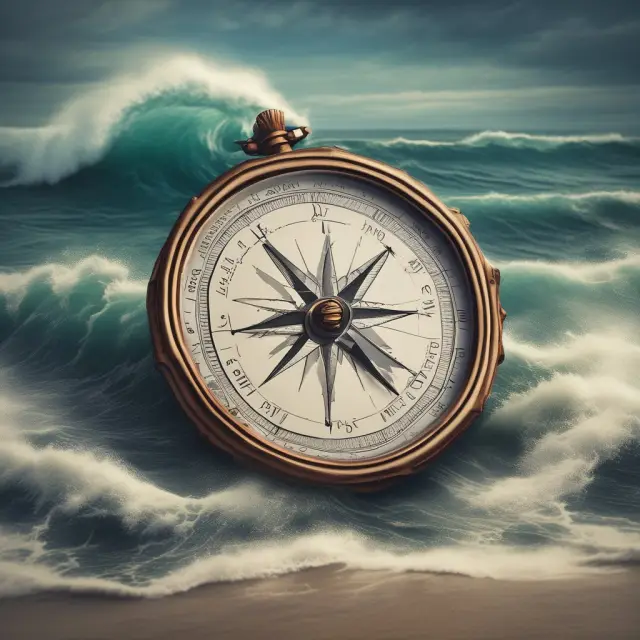 An underwriter holds a compass that guides a sailing ship through turbulent waters, symbolizing the role and importance of overallotments in capital raising and market stability