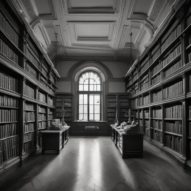 Historic library showing open books detailing price charts and RSI indicators for understanding overbought market conditions.