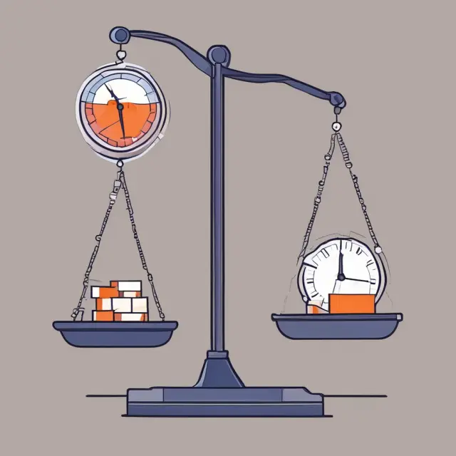Two scales illustrate the comparison between overbought and oversold concepts in finance, with one featuring a Price-to-Earnings ratio and the other depicting a Relative Strength Index.